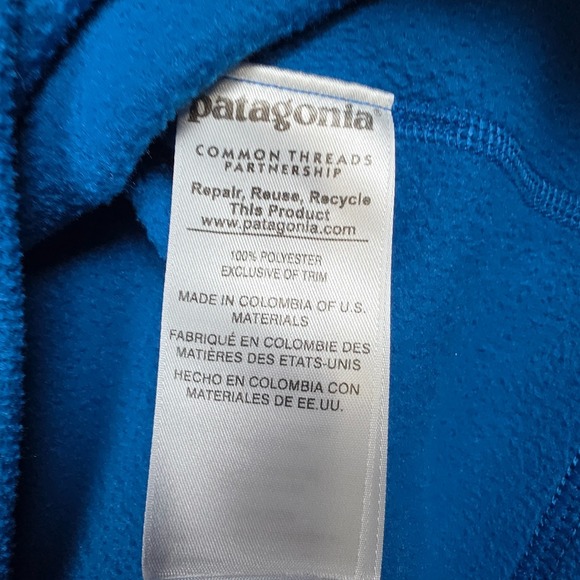Patagonia Sweater Mens M Reg Blue Fleece Quarter Zip Pullover Hiking Comfort - Picture 5 of 9